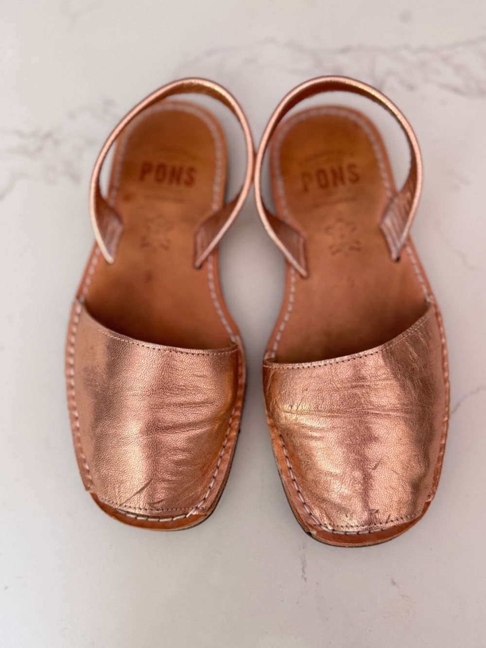 Pons Metallic Rose Gold Slingback Sandals for Women